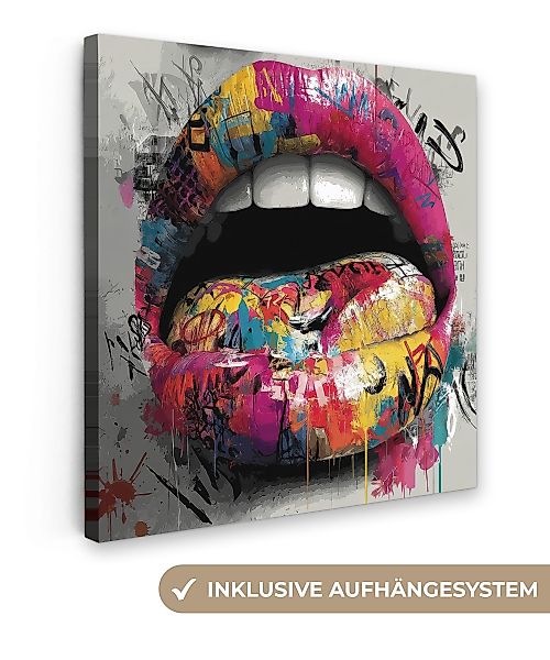 OneMillionCanvasses® Leinwandbild Lippen - Graffiti - günstig online kaufen