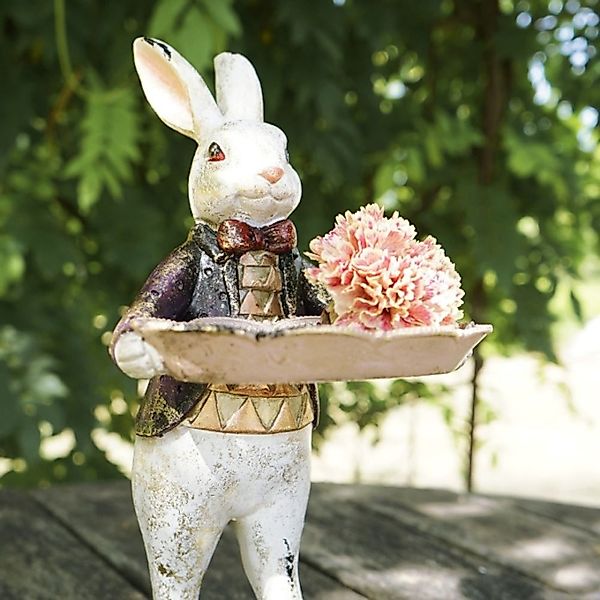 Hasenfigur mit Schale – Osterdeko Polyresin 17x14x30 cm günstig online kaufen