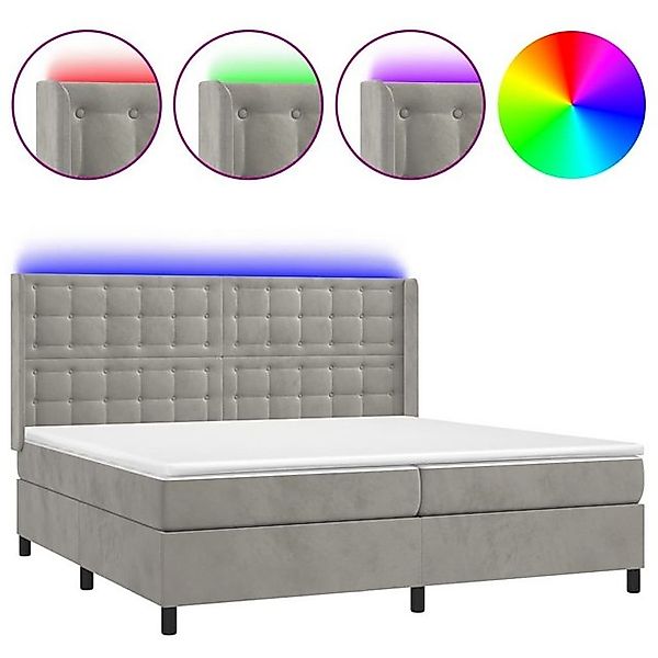 vidaXL Boxspringbett Boxspringbett mit Matratze LED Hellgrau 200x200 cm Sam günstig online kaufen