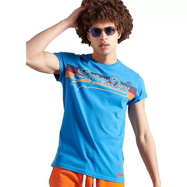 Superdry Vintage Logo Cali Stripe 220 Kurzarm T-shirt L Neptune Blue günstig online kaufen