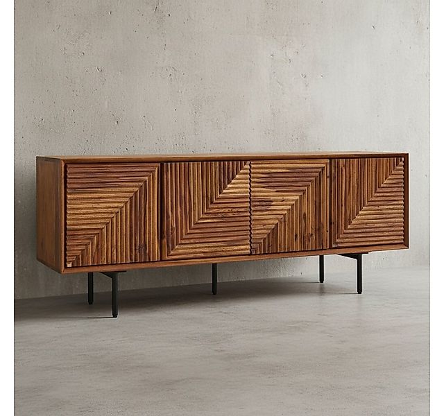 KADIMA DESIGN Lowboard Lowboard Massivholz 140x54x33 cm TV-Kommode vier Tür günstig online kaufen