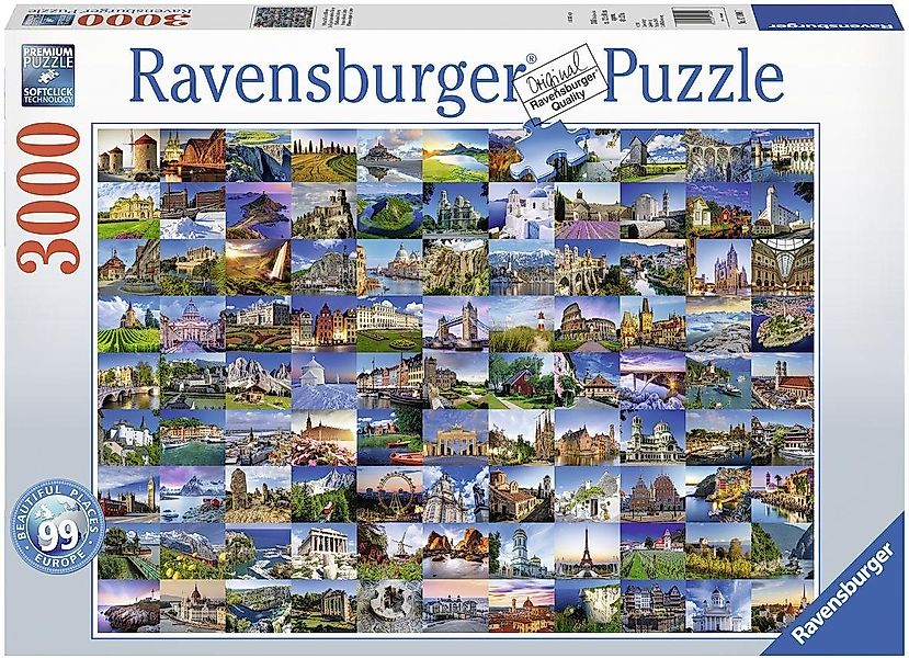 Ravensburger Puzzle 99 Beautiful Places in Europe, 3000 Puzzleteile, Made i günstig online kaufen
