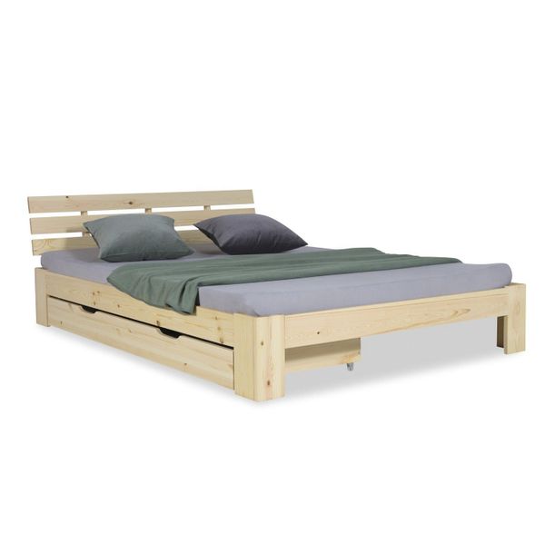 Homestyle4u Holzbett 140x200 Doppelbett Natur Holz günstig online kaufen