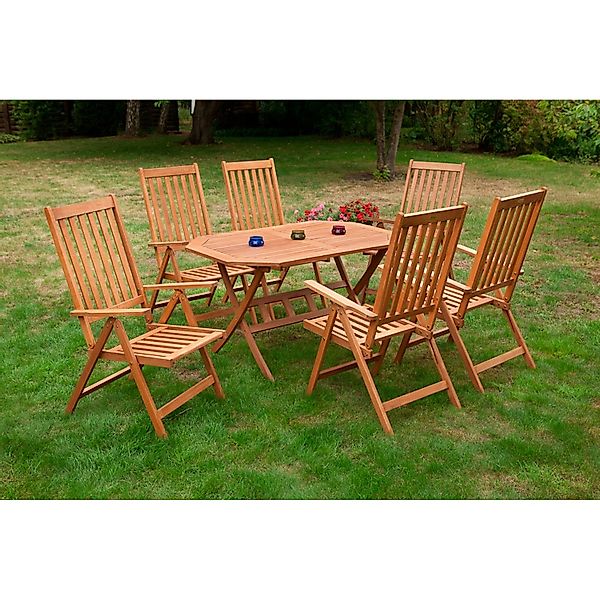Merxx Vitoria Gartenmöbel-Set 7-tlg. Klapptisch 135 x 85 cm günstig online kaufen