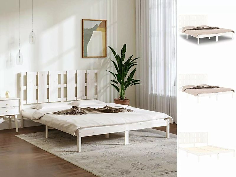 vidaXL Bettgestell Massivholzbett Weiß Kiefer 160x200 cm Bett Bettgestell D günstig online kaufen