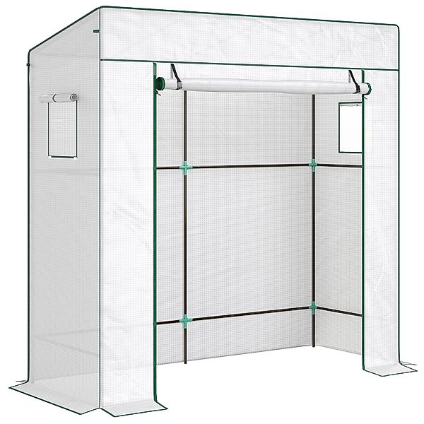 Outsunny Tomatengewächshaus Foliengewächshaus mit Rolltor Netzfenster Schrä günstig online kaufen