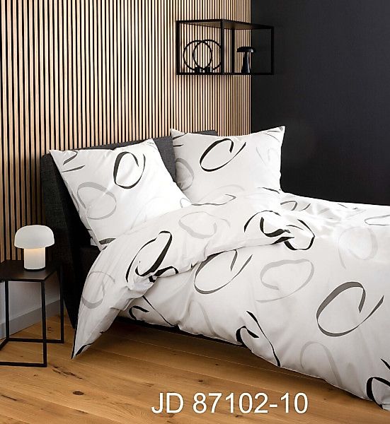 Janine Janine Mako-Satin Bettwäsche J. D. 87102 weiß graublau Größe:  135x2 günstig online kaufen
