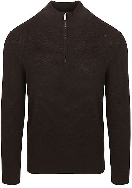 Profuomo Half Zip Pullover Structure Braun - Größe S günstig online kaufen