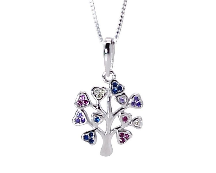 ELLAWIL Silberkette Kette mit Lebensbaum Anhänger Damen Zirkonia Halskette günstig online kaufen
