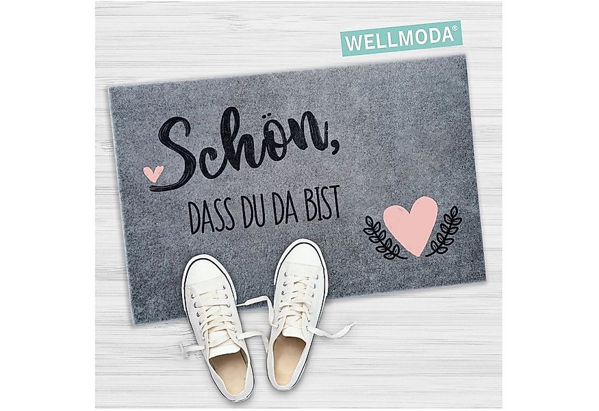 WELLMODA Fußmatte "Schön, dass du da bist" I Beliebt, rutschfest, waschbar, günstig online kaufen