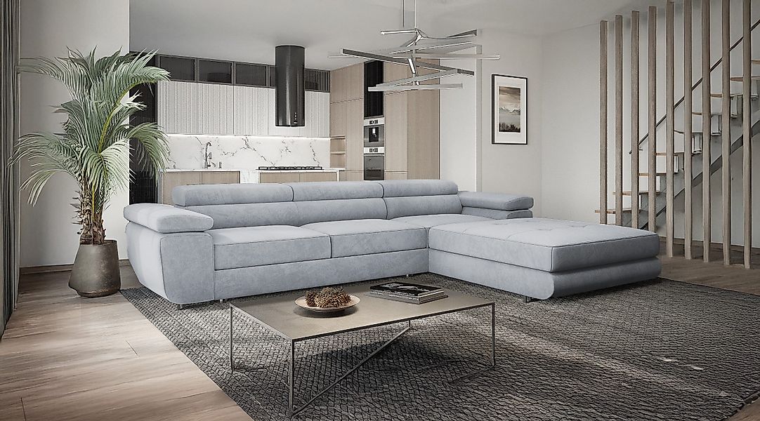 Goldstoff Ecksofa mit Schlaffunktion und Bettkasten, günstig online kaufen