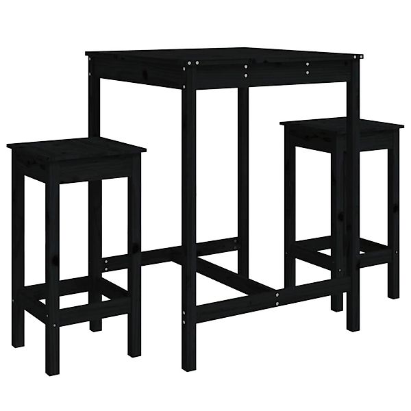 vidaXL 3-Tlg Gartenbar-Set Schwarz Massivholz Kiefer 3154729 günstig online kaufen