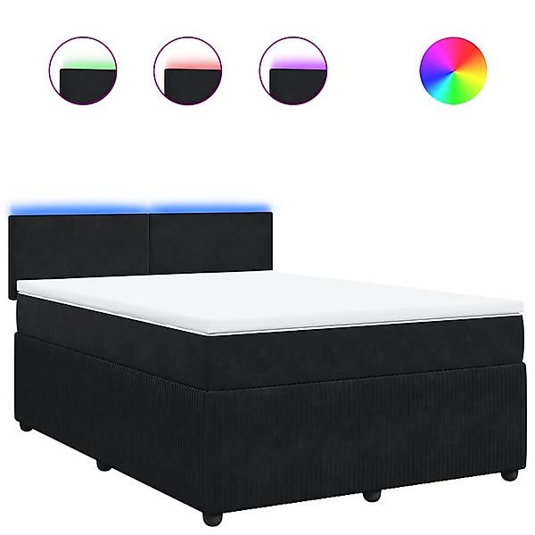 vidaXL Boxspringbett mit Matratze Schwarz 140x190 cm Samt 3290030 günstig online kaufen