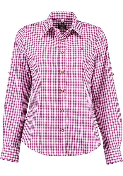 OS Trachten Trachtenbluse Qorru Taillierte Langarmbluse mit Hirsch-Stickere günstig online kaufen