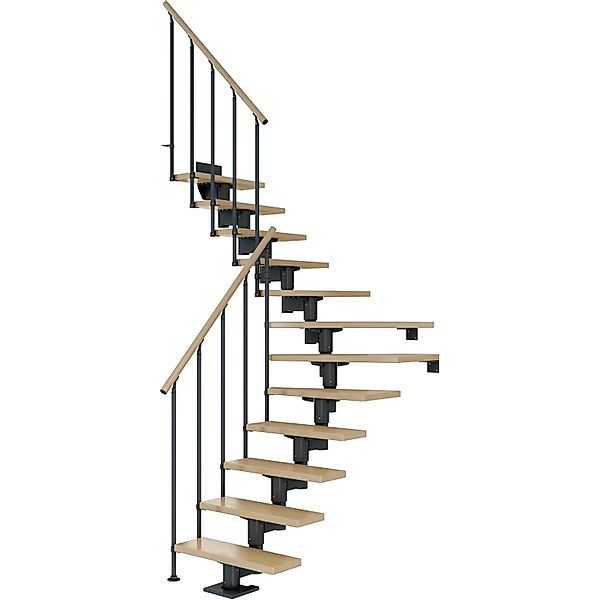Dolle Mittelholmtreppe Cork Ahorn Anthrazit GH b. 337cm 1/4 Gewendelt 75 cm günstig online kaufen