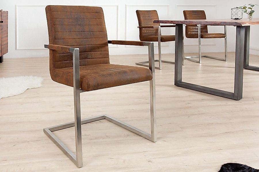 riess-ambiente Freischwinger LOFT vintage braun / silber (Einzelartikel, 1 günstig online kaufen