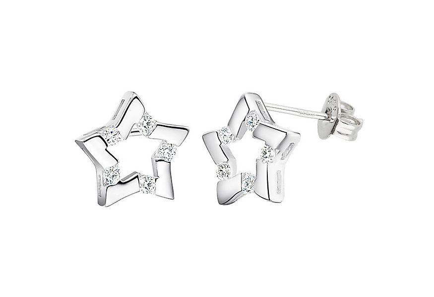 LÖB Paar Ohrstecker Silber Ohrringe Zirkonia Steine Sterne Ohrstecker Steck günstig online kaufen