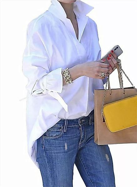 FIDDY Langarmbluse Damen Freizeit Elegant Business Langarm weiße Hemd günstig online kaufen