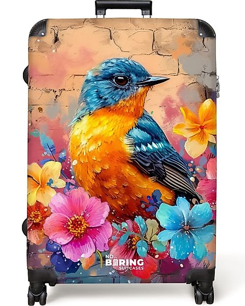 NoBoringSuitcases.com© Hartschalen-Trolley Vogel mit Blumen im günstig online kaufen
