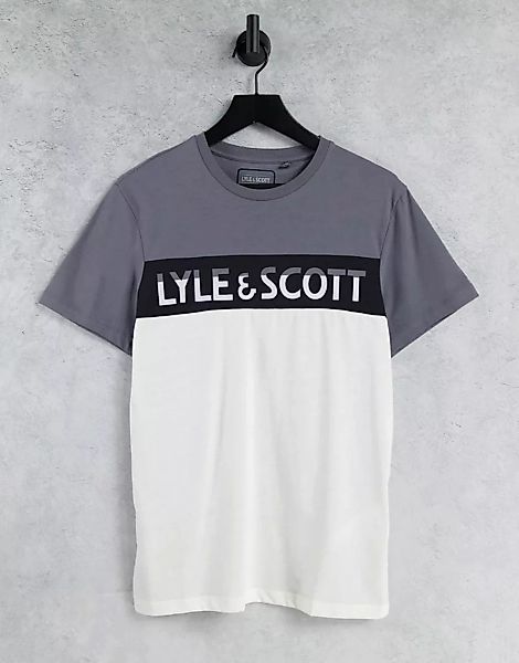 Lyle & Scott – Graues T-Shirt mit Logo-Panel günstig online kaufen