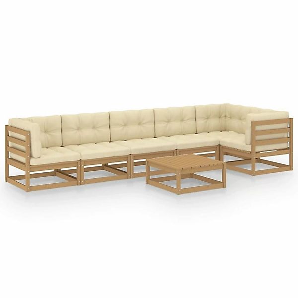 7-tlg. Garten-lounge-set Mit Kissen Kiefer Massivholz günstig online kaufen