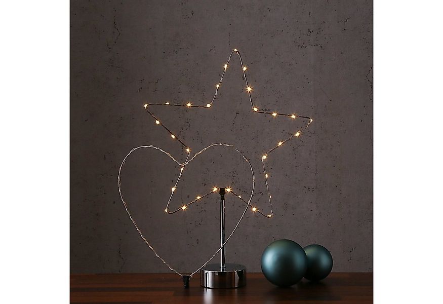 MARELIDA LED Stern LED Stern Kombi Dekoleuchte Herz Metallherz 30LED 50cm s günstig online kaufen