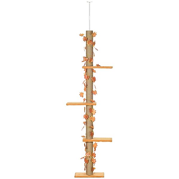 PawHut Kratzbaum für Katzen, Höhenverstellbar 202-242 cm, dekorative Blätte günstig online kaufen