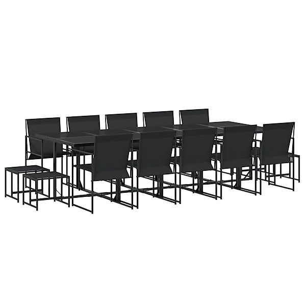 vidaXL 15-Tlg Garten-Essgruppe Schwarz Textilene 3295131 günstig online kaufen