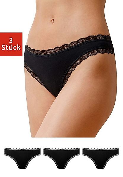 SNOCKS Tanga String Damen Unterhose (3-St) mit Spitze, unsichtbar unter dei günstig online kaufen