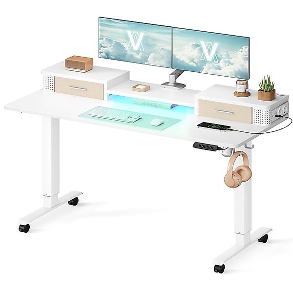 VASAGLE Schreibtisch höhenverstellbar elektrisch, mit 2 günstig online kaufen