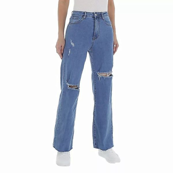 Ital-Design Weite Jeans Damen Freizeit Destroyed-Look Stretch High Waist Je günstig online kaufen