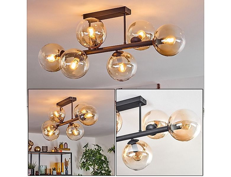 hofstein Deckenleuchte 6-flammige Deckenlampe aus Metall/Glas in Schwarz/Be günstig online kaufen