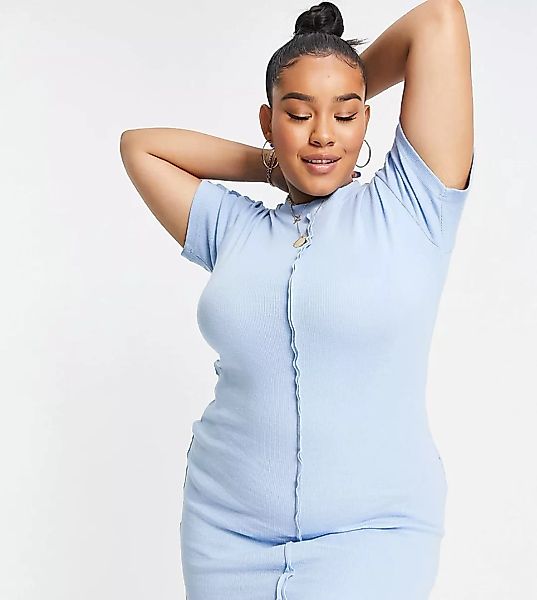 Public Desire Curve – Minikleid in Blau mit Ziernaht günstig online kaufen