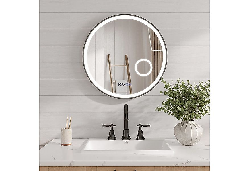 AQUALAVOS Badspiegel Badezimmerspiegel Rund 60x60cm Spiegel mit Beleuchtung günstig online kaufen