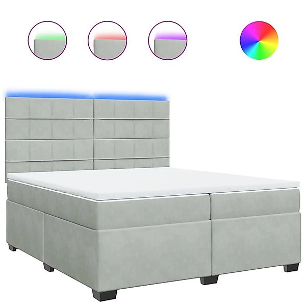 vidaXL Boxspringbett mit Matratze Hellgrau 200x200 cm Samt 3293302 günstig online kaufen