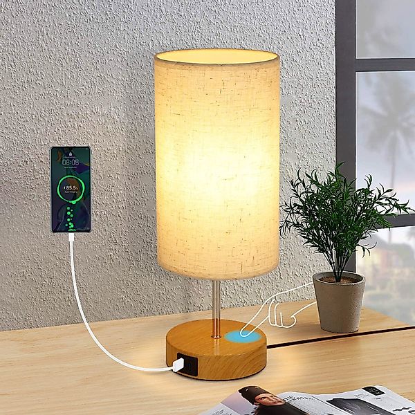 Nettlife Tischleuchte Stoffschirm Touch Dimmbar Wohnzimmer günstig online kaufen