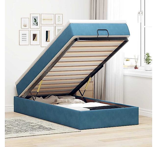 vidaXL Bett, Ottoman-Bett mit Matratze Dunkelblau 90x190 cm Samt günstig online kaufen