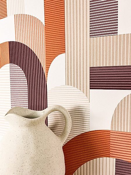Newroom Vliestapete Leona Orange Tapete Mustertapete Streifen,Linien,Bogen, günstig online kaufen