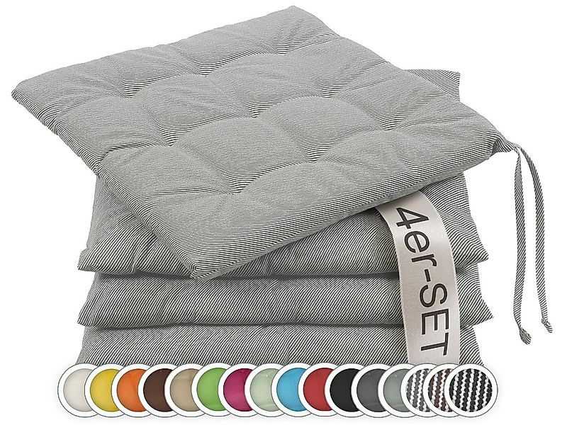 ZOLLNER Stuhlkissen, 40 x 40 x 3 cm, mit Bindebänder, für Indoor und Outdoo günstig online kaufen