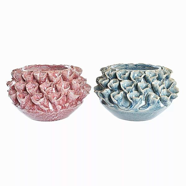 Vase Dkd Home Decor Blume Rosa Türkis Steingut Mediterraner (2 Stück) (20 X günstig online kaufen