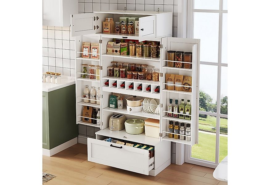 Odikalo Sideboard Küchenschrank Küchenbuffet Hochschrank Weiss (80×40×180cm günstig online kaufen