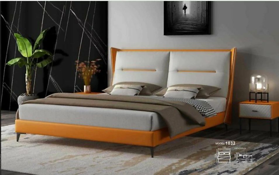 JVmoebel Bett, Modernes Design Bett 180x200 Leder Hotel Metall Betten günstig online kaufen