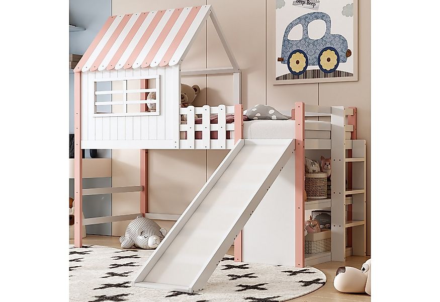 Merax Etagenbett (Massivholz, 1-St., Etagenbett Jugendbett Einzelbett Hausb günstig online kaufen