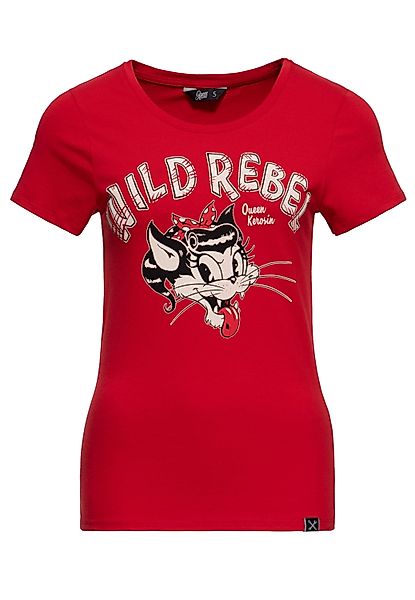 QueenKerosin Kurzarmshirt Wild Rebel mit Cartoon günstig online kaufen