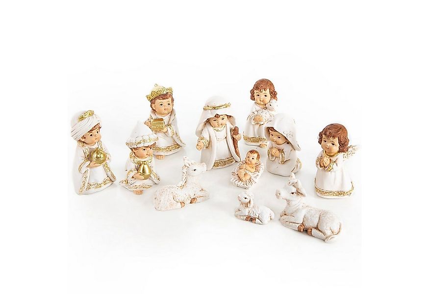 Logbuch-Verlag Dekofigur 11-teilige kindliche Weihnachtskrippe in Gold und günstig online kaufen