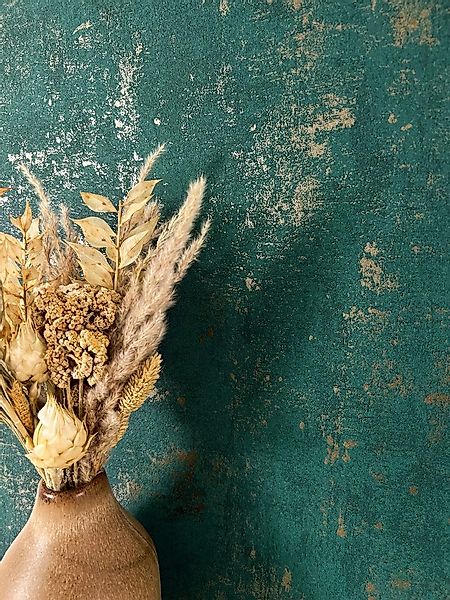 Newroom Vliestapete Kiba Dark Green Tapete Betonwand Beton,Zement,Metallic, günstig online kaufen