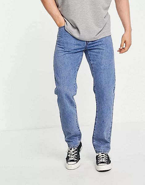 Topman – Straight Jeans in mittlerer Waschung-Blau günstig online kaufen