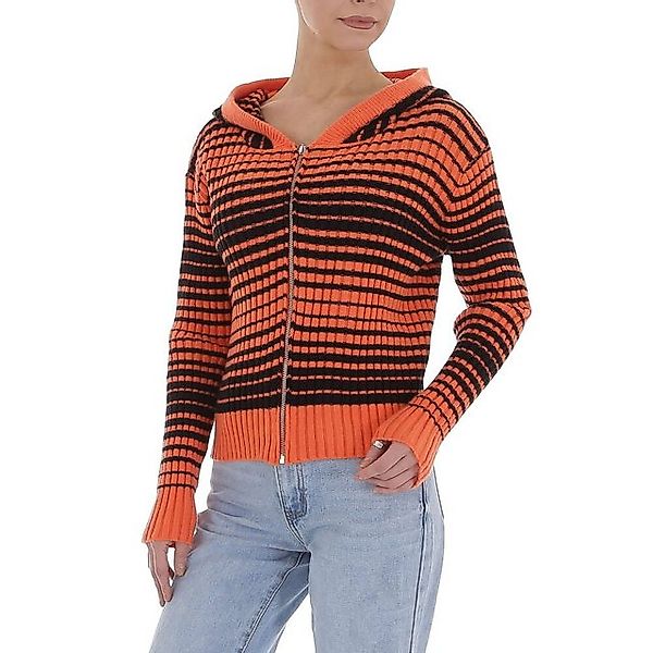 Ital-Design Strickpullover Damen Freizeit Kapuze Gestreift Stretch Strickpu günstig online kaufen