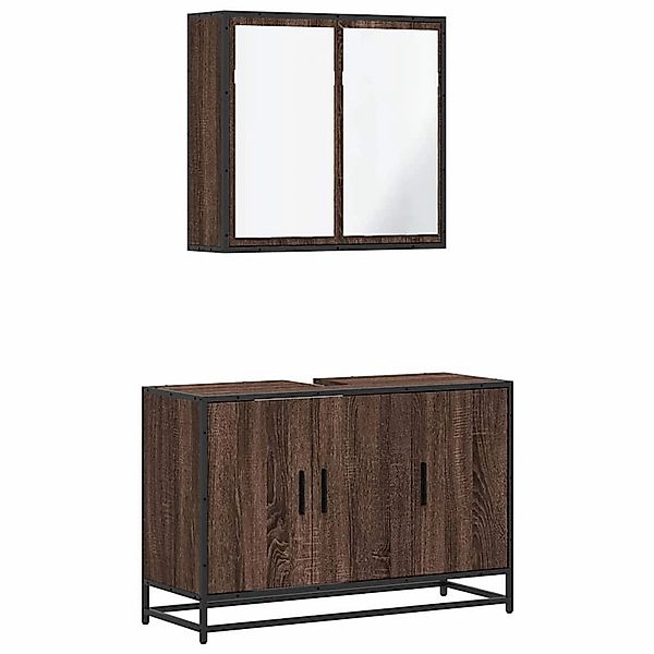 vidaXL 2-Tlg Badmöbel-Set Braun Eichen-Optik Holzwerkstoff 3300894 günstig online kaufen