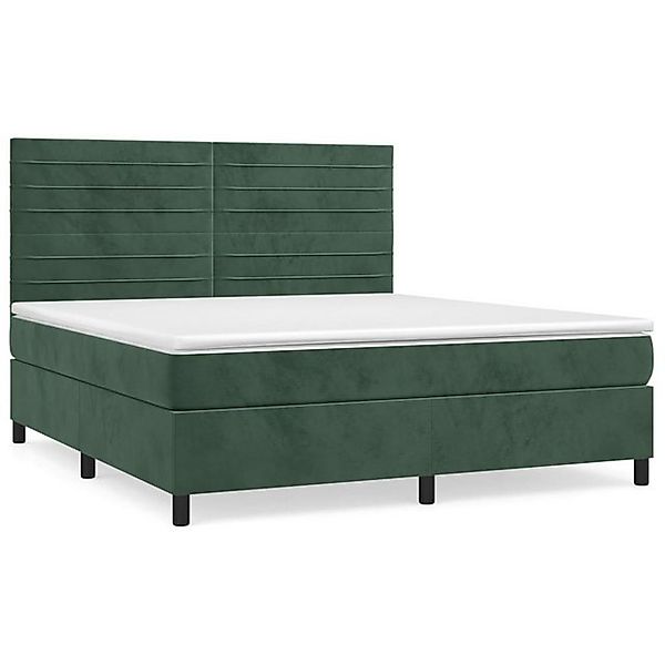 vidaXL Boxspringbett, Boxspringbett mit Matratze Dunkelgrün 160x200 cm Samt günstig online kaufen